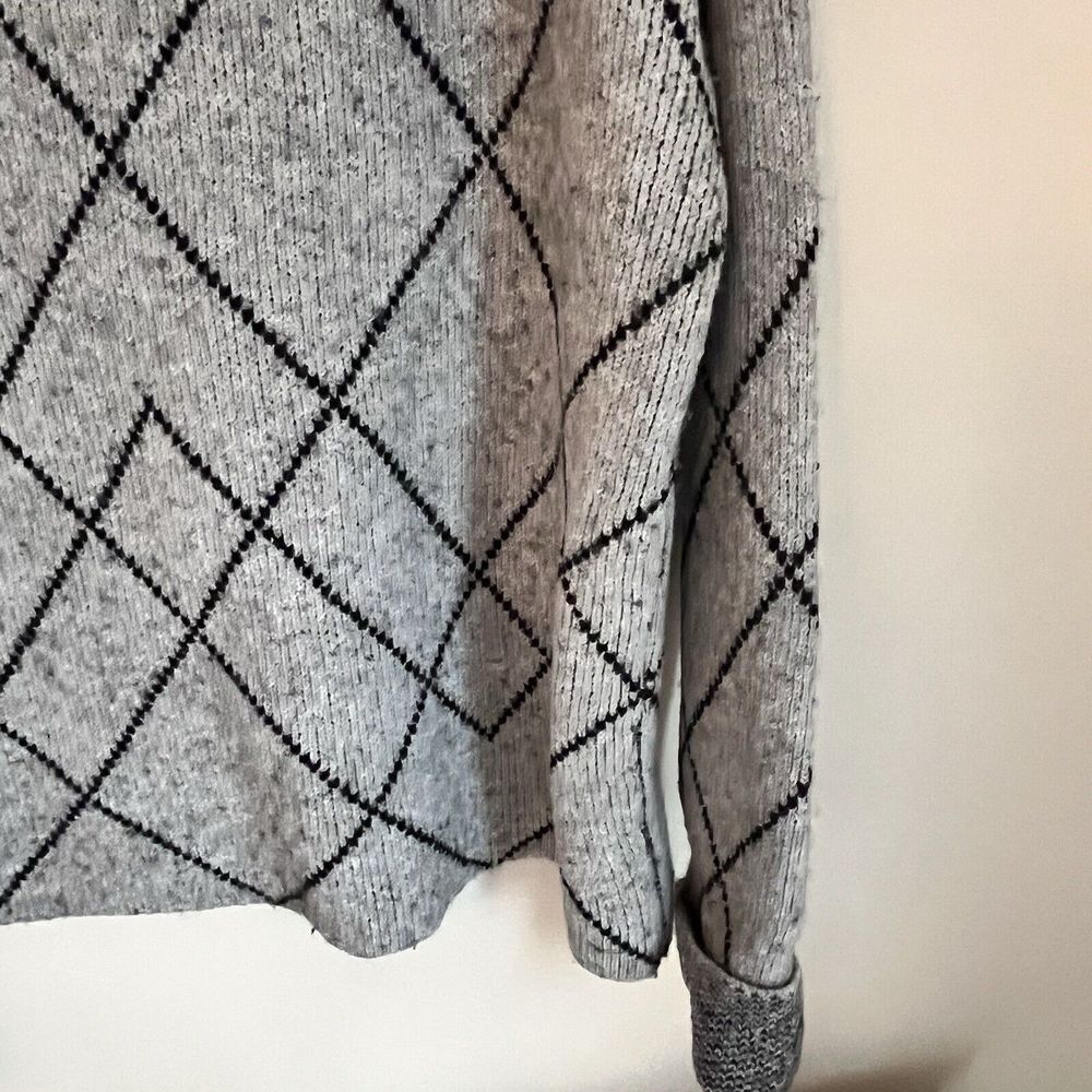 Christian Siriano New York Women Black Gray Turtleneck Sweater M Diamond Wool Bl - Picture 3 of 12